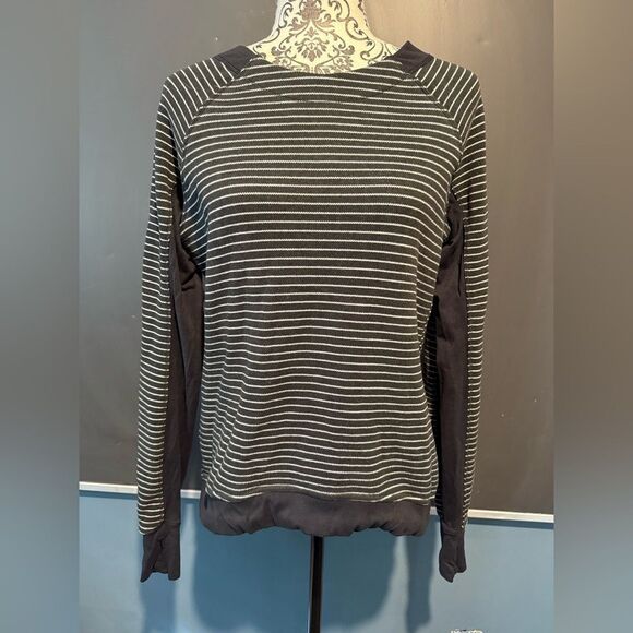 Lululemon Athletica Black and Gray Striped Top - Picture 1 of 6